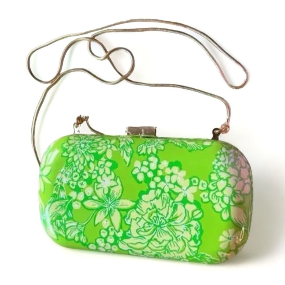 NWT Lilly Pulitzer Clutch It's A Spring Thing in Limeade W/ Gold Shoulder Chain - Picture 2 of 10